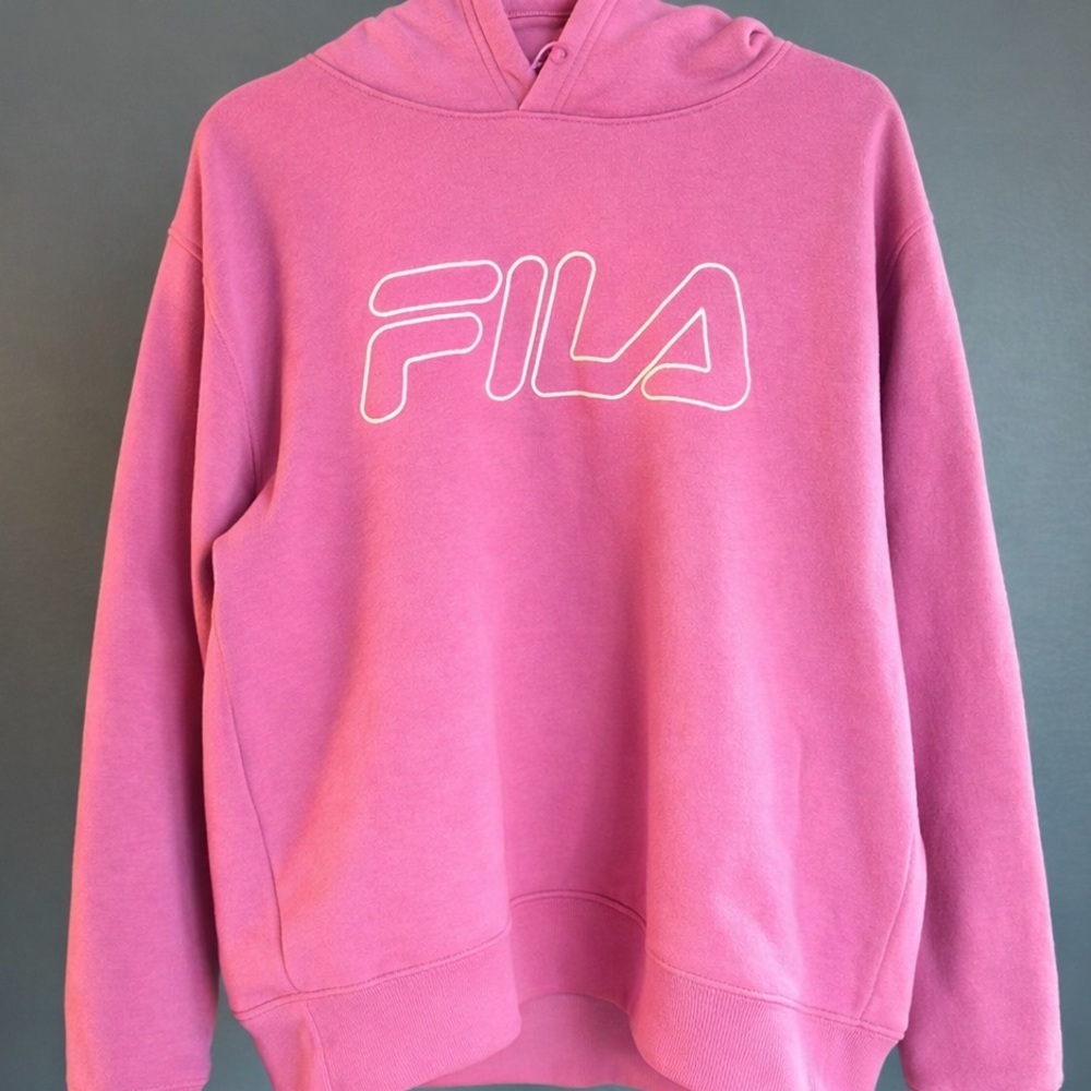 FILA Pink Pullover Hoodie | Cozy Athleisure Sweatshirt | Women’s XXL